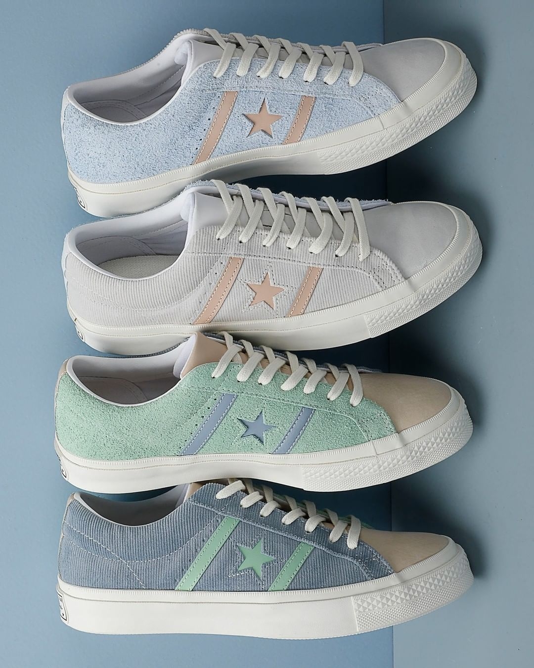 韓國Converse推莫蘭迪色拼布鞋,天藍、薄荷綠柔和粉嫩,氣質溫婉之選!