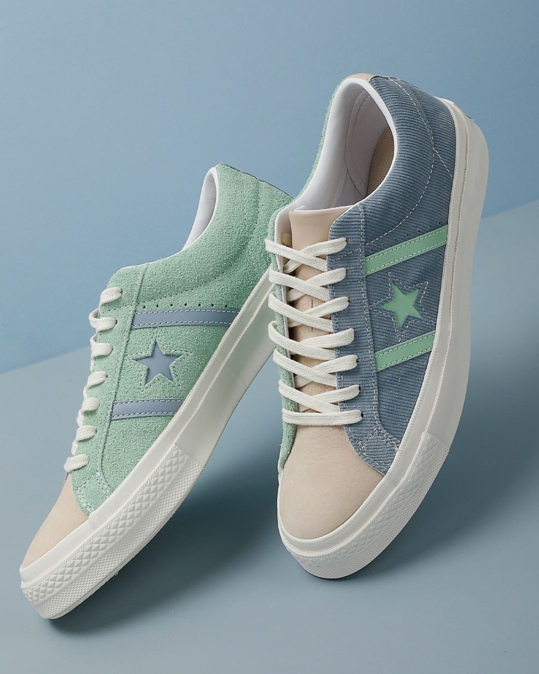韓國Converse推莫蘭迪色拼布鞋,天藍、薄荷綠柔和粉嫩,氣質溫婉之選!
